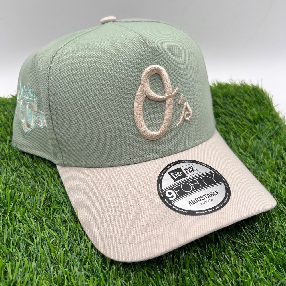 New Era Baltimore Orioles‎ Two Tone Sage Side Patch 9Forty A Frame Snapback Hat